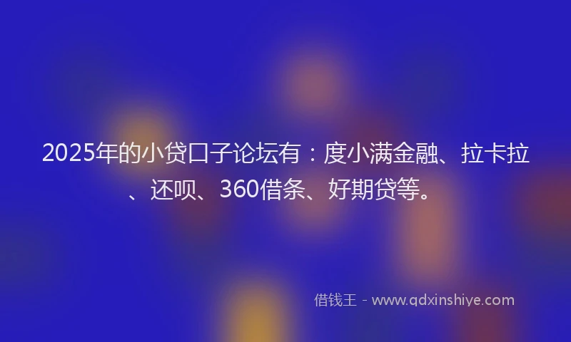 2025年的小贷口子论坛有：度小满金融、拉卡拉、还呗、360借条、好期贷等。