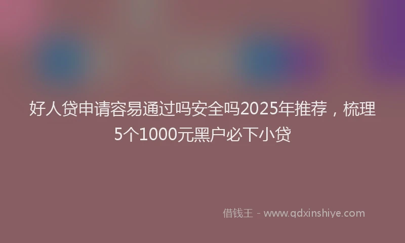 好人贷申请容易通过吗安全吗2025年推荐，梳理5个1000元黑户必下小贷