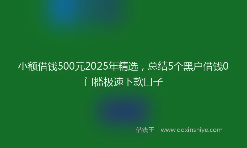 小额借钱500元2025年精选，总结5个黑户借钱0门槛极速下款口子