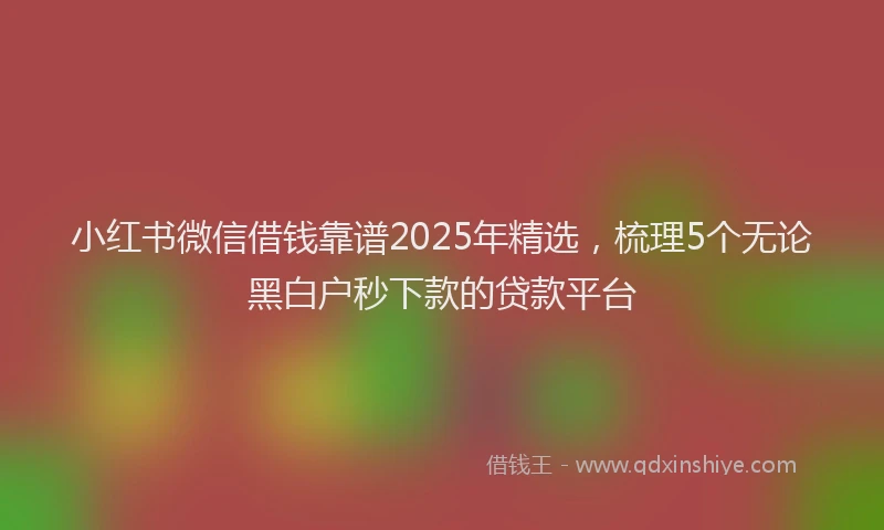 小红书微信借钱靠谱2025年精选，梳理5个无论黑白户秒下款的贷款平台