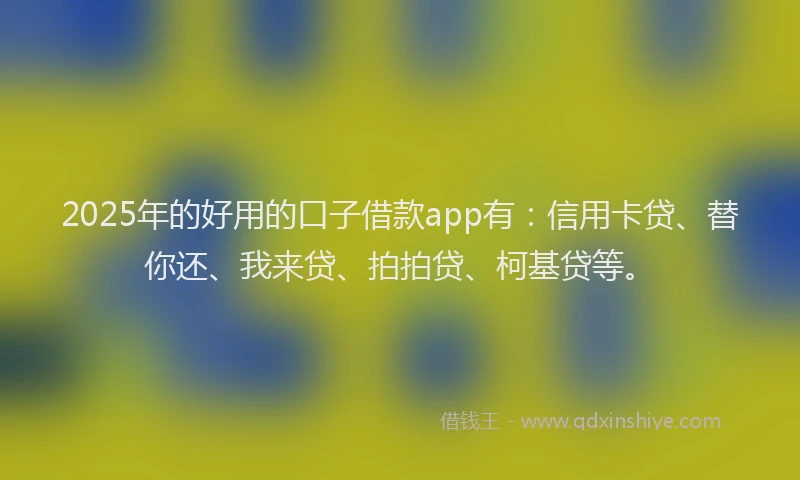 2025年的好用的口子借款app有：信用卡贷、替你还、我来贷、拍拍贷、柯基贷等。
