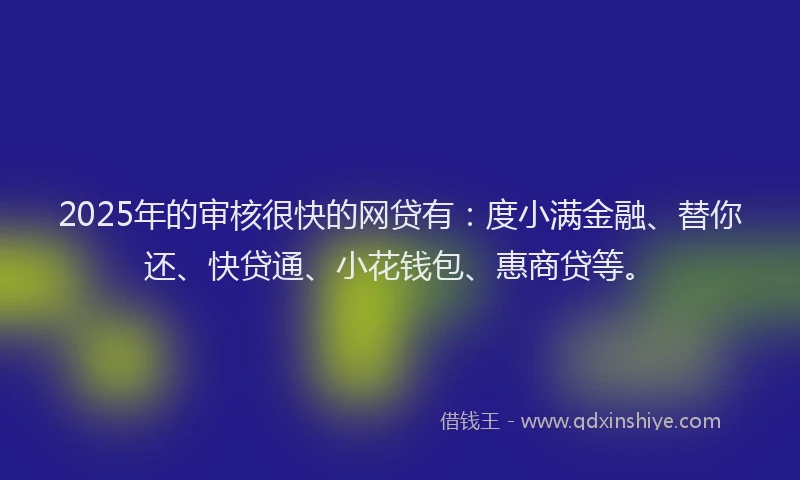 2025年的审核很快的网贷有：度小满金融、替你还、快贷通、小花钱包、惠商贷等。
