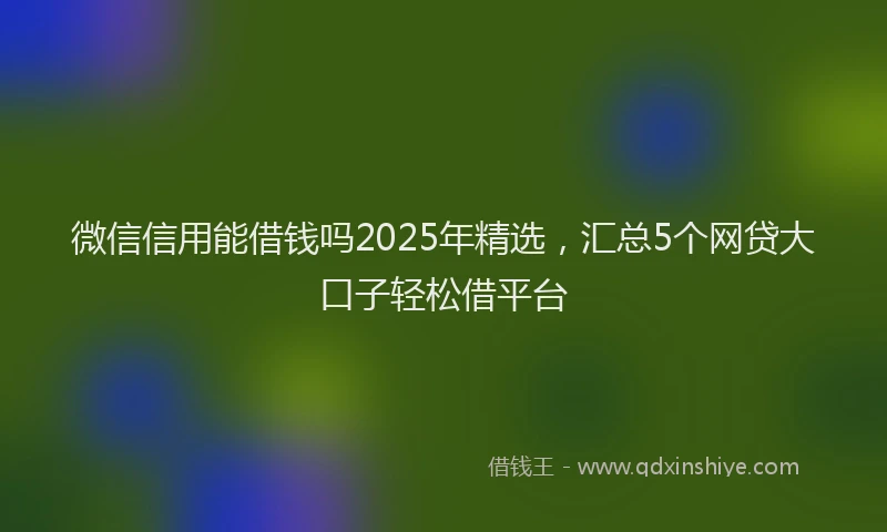 微信信用能借钱吗2025年精选，汇总5个网贷大口子轻松借平台