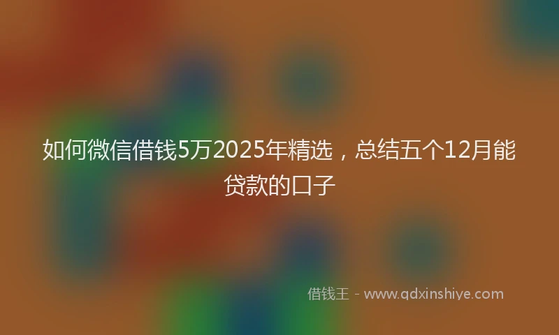 如何微信借钱5万2025年精选，总结五个12月能贷款的口子