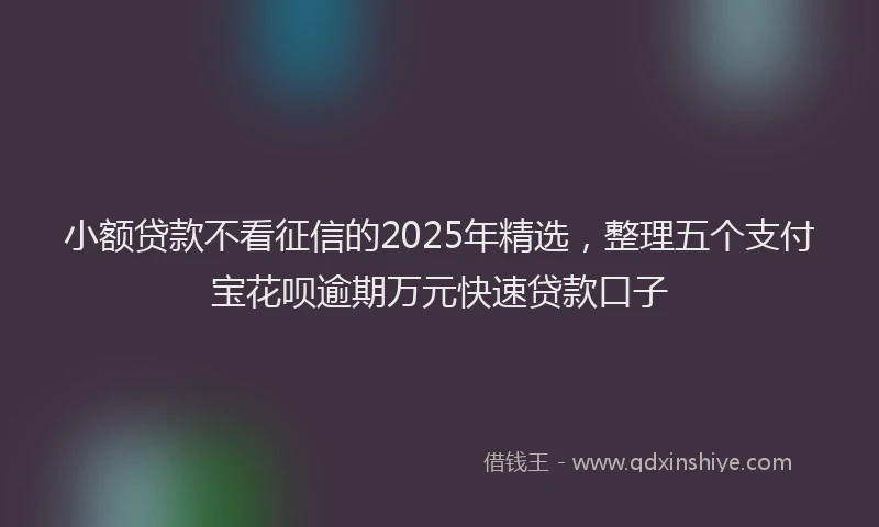 小额贷款不看征信的2025年精选，整理五个支付宝花呗逾期万元快速贷款口子