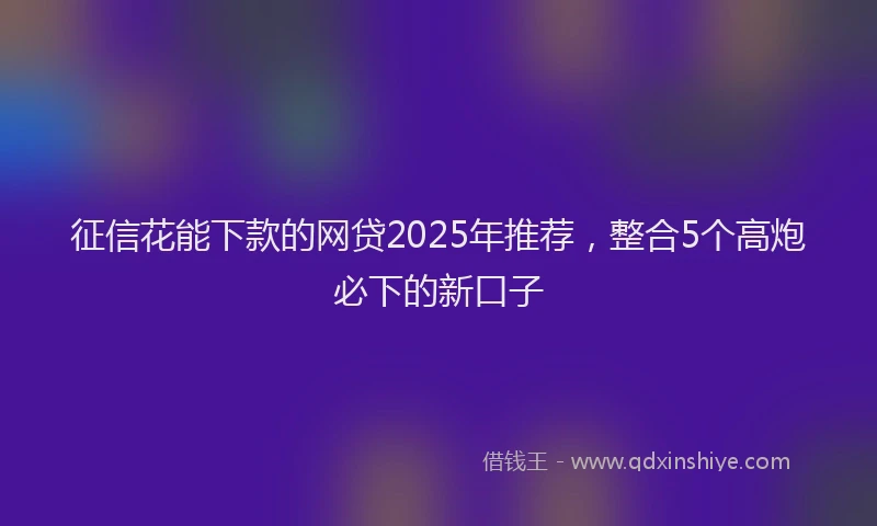 征信花能下款的网贷2025年推荐，整合5个高炮必下的新口子