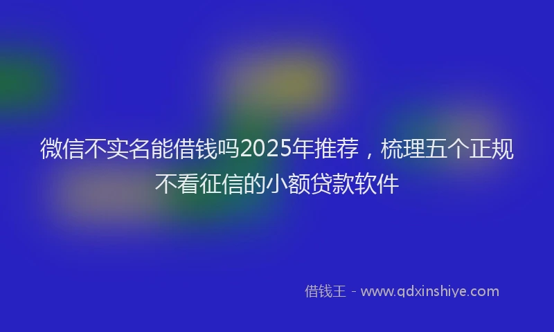 微信不实名能借钱吗2025年推荐，梳理五个正规不看征信的小额贷款软件