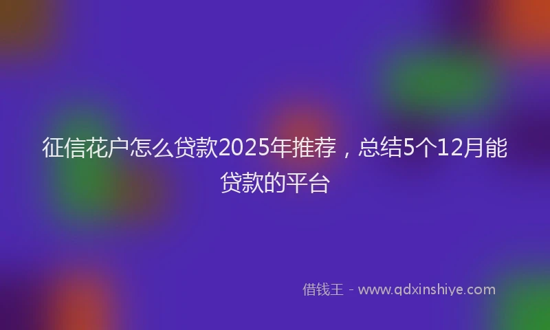 征信花户怎么贷款2025年推荐，总结5个12月能贷款的平台