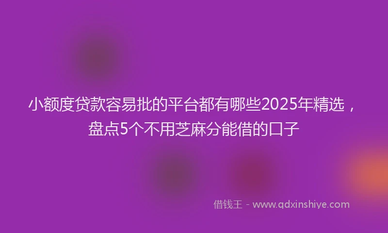 小额度贷款容易批的平台都有哪些2025年精选，盘点5个不用芝麻分能借的口子
