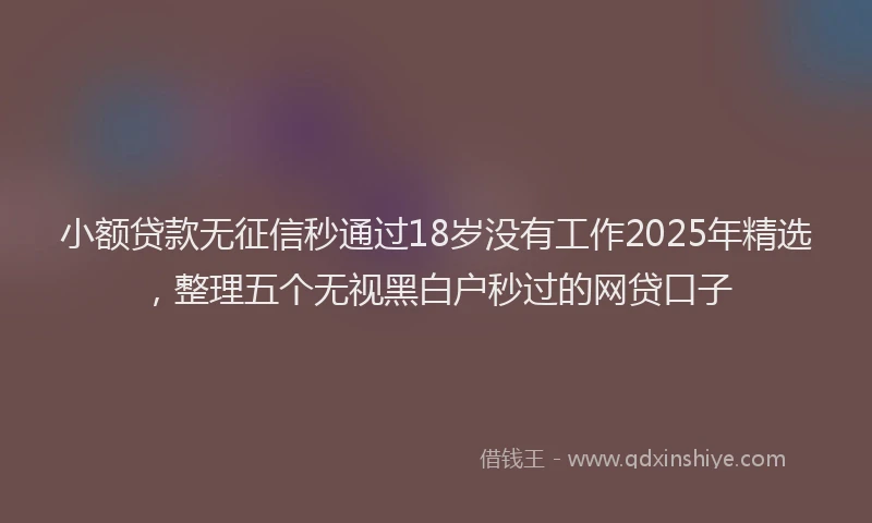 小额贷款无征信秒通过18岁没有工作2025年精选，整理五个无视黑白户秒过的网贷口子