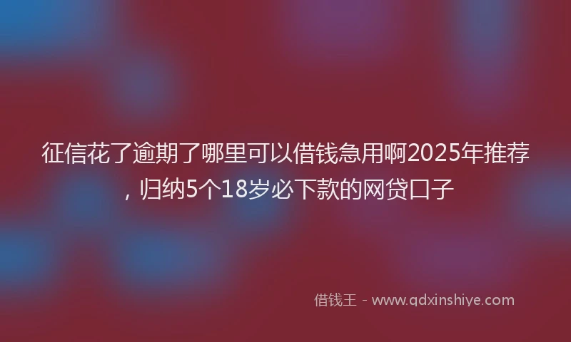 征信花了逾期了哪里可以借钱急用啊2025年推荐，归纳5个18岁必下款的网贷口子