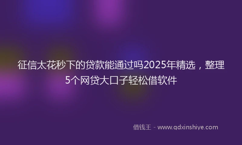 征信太花秒下的贷款能通过吗2025年精选，整理5个网贷大口子轻松借软件