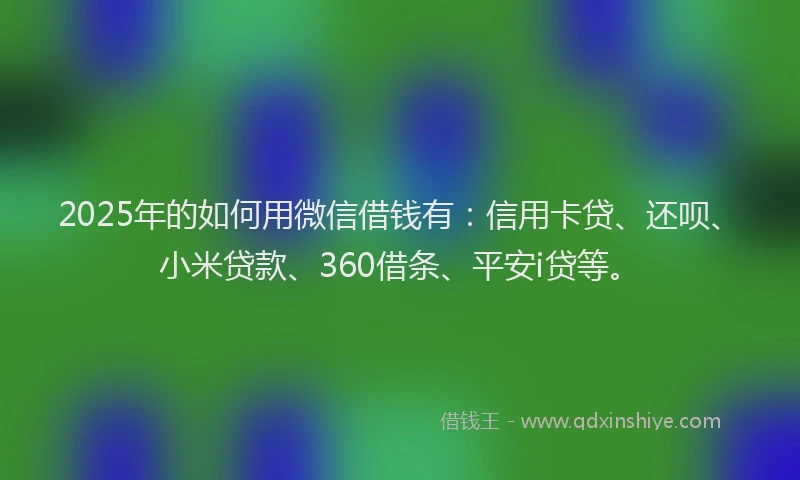 2025年的如何用微信借钱有：信用卡贷、还呗、小米贷款、360借条、平安i贷等。