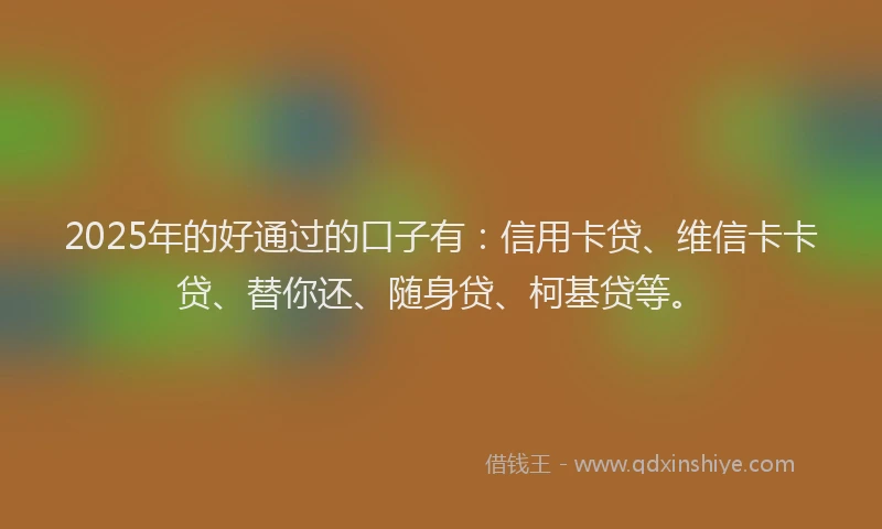 2025年的好通过的口子有：信用卡贷、维信卡卡贷、替你还、随身贷、柯基贷等。