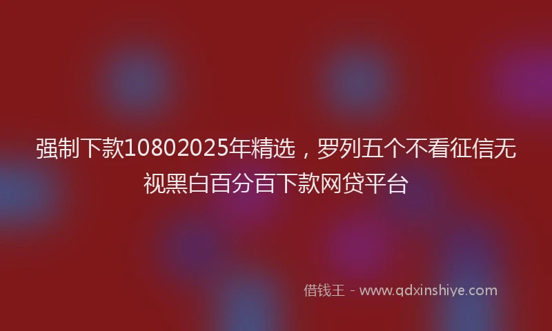 强制下款10802025年精选，罗列五个不看征信无视黑白百分百下款网贷平台