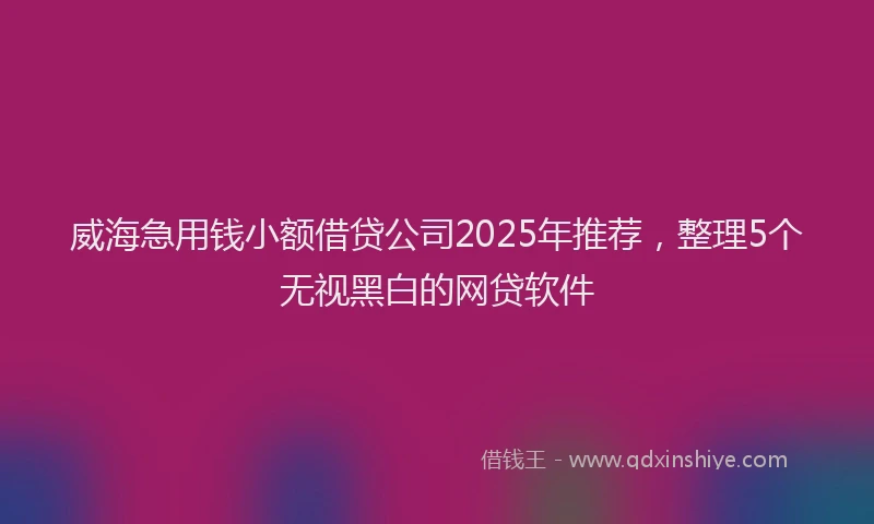 威海急用钱小额借贷公司2025年推荐，整理5个无视黑白的网贷软件