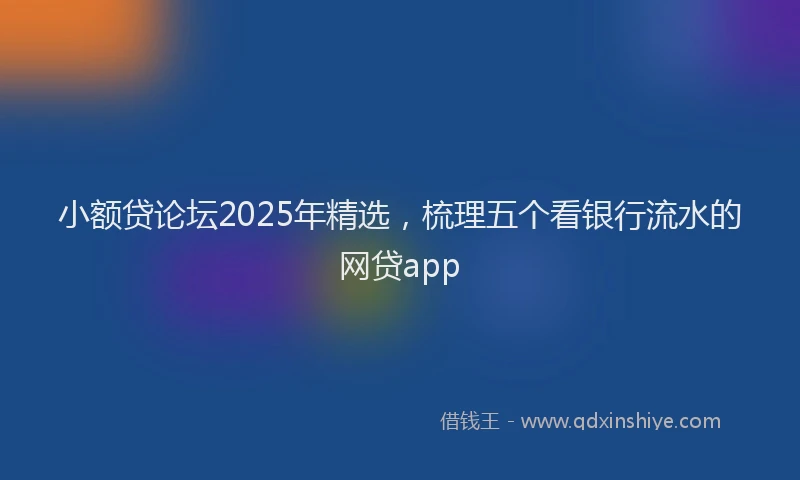 小额贷论坛2025年精选，梳理五个看银行流水的网贷app