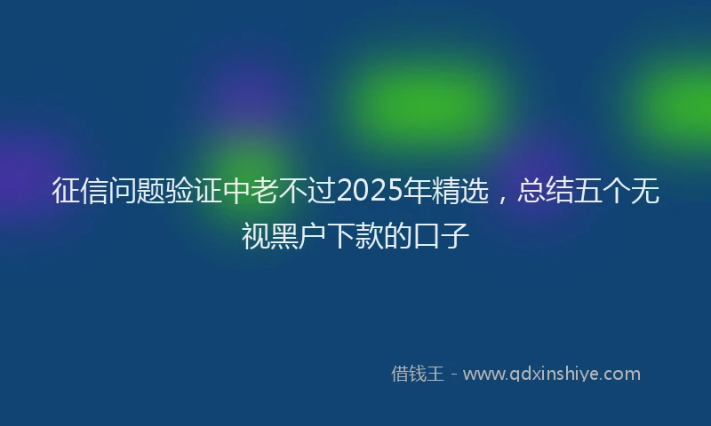 征信问题验证中老不过2025年精选，总结五个无视黑户下款的口子