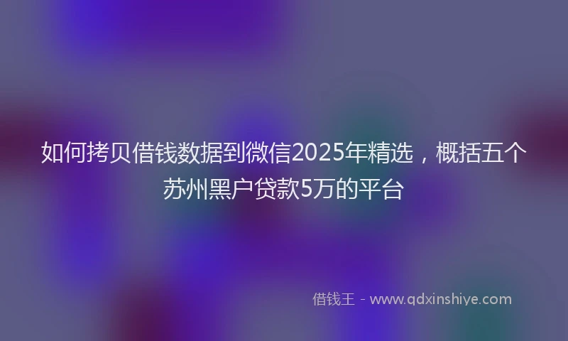 如何拷贝借钱数据到微信2025年精选，概括五个苏州黑户贷款5万的平台