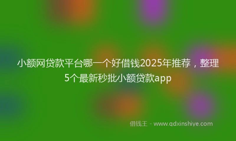 小额网贷款平台哪一个好借钱2025年推荐，整理5个最新秒批小额贷款app