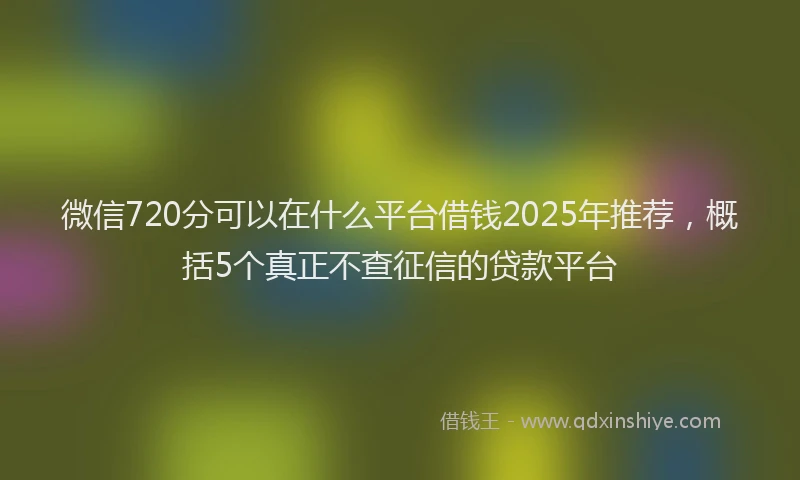 微信720分可以在什么平台借钱2025年推荐，概括5个真正不查征信的贷款平台