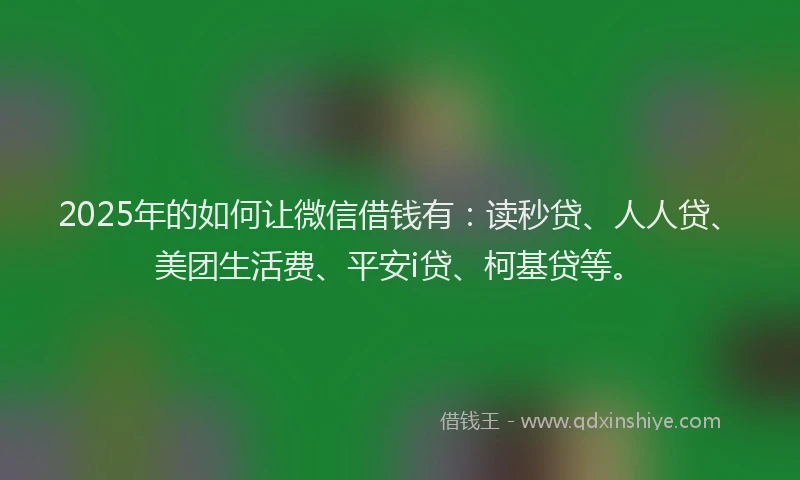 2025年的如何让微信借钱有：读秒贷、人人贷、美团生活费、平安i贷、柯基贷等。