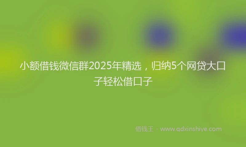 小额借钱微信群2025年精选，归纳5个网贷大口子轻松借口子