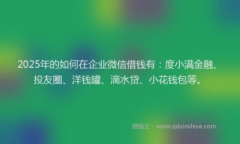 2025年的如何在企业微信借钱有：度小满金融、投友圈、洋钱罐、滴水贷、小花钱包等。