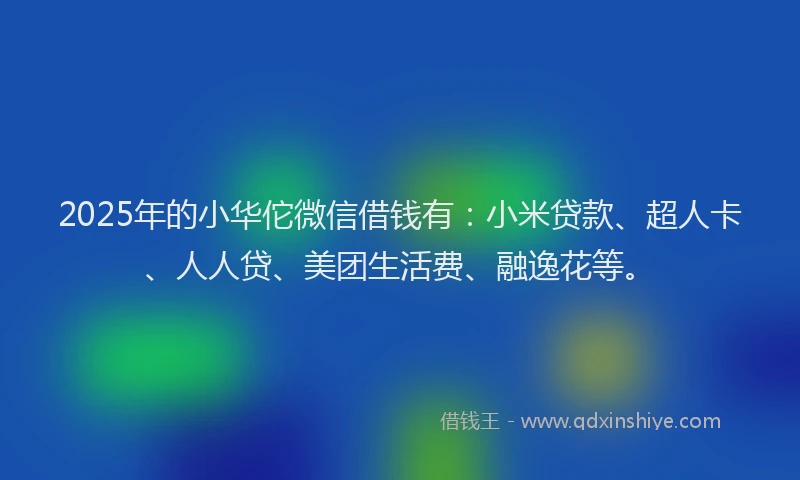 2025年的小华佗微信借钱有：小米贷款、超人卡、人人贷、美团生活费、融逸花等。