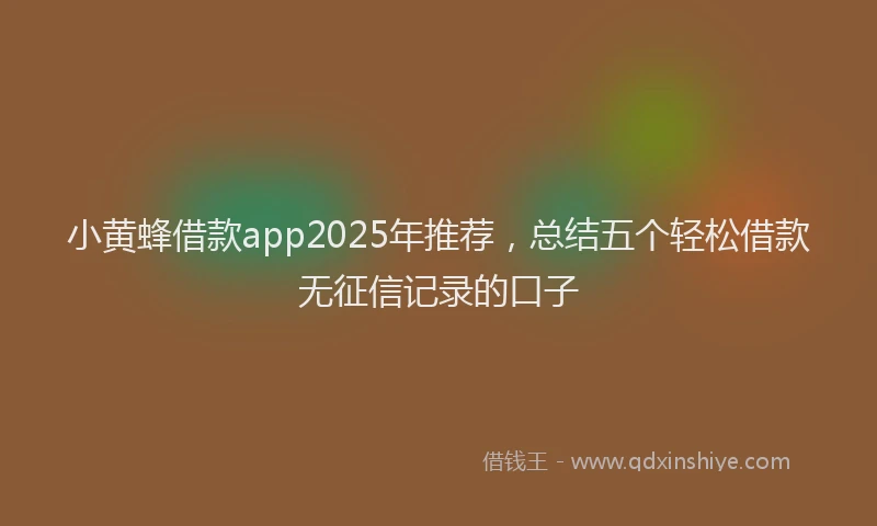 小黄蜂借款app2025年推荐，总结五个轻松借款无征信记录的口子