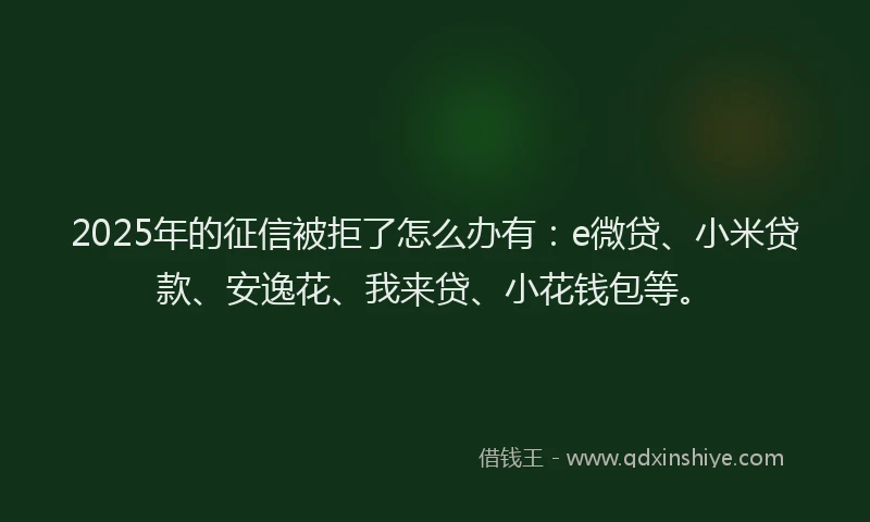 2025年的征信被拒了怎么办有：e微贷、小米贷款、安逸花、我来贷、小花钱包等。