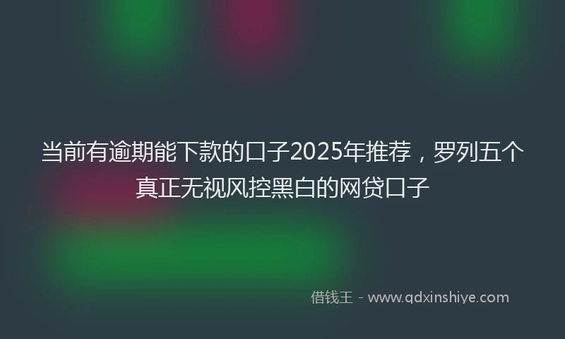 当前有逾期能下款的口子2025年推荐，罗列五个真正无视风控黑白的网贷口子