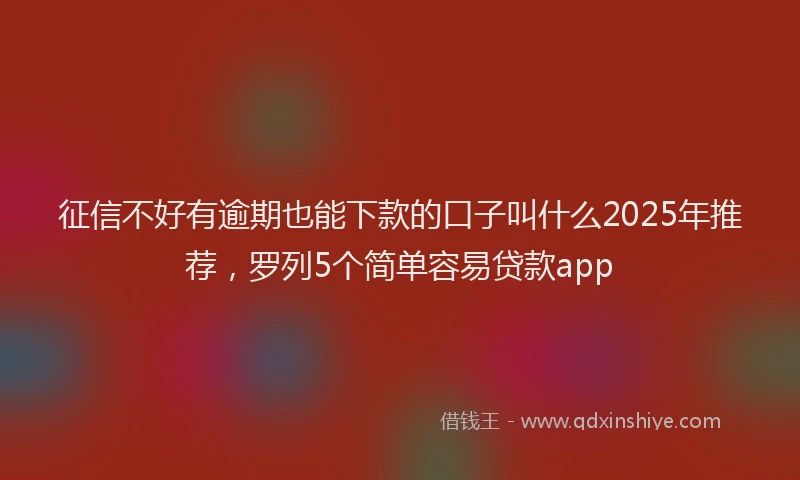 征信不好有逾期也能下款的口子叫什么2025年推荐，罗列5个简单容易贷款app
