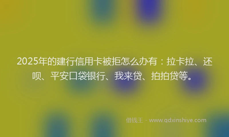 2025年的建行信用卡被拒怎么办有：拉卡拉、还呗、平安口袋银行、我来贷、拍拍贷等。