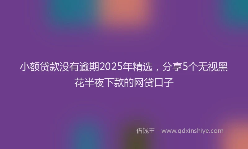 小额贷款没有逾期2025年精选，分享5个无视黑花半夜下款的网贷口子