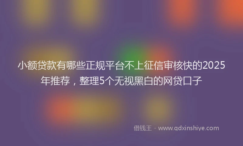 小额贷款有哪些正规平台不上征信审核快的2025年推荐，整理5个无视黑白的网贷口子