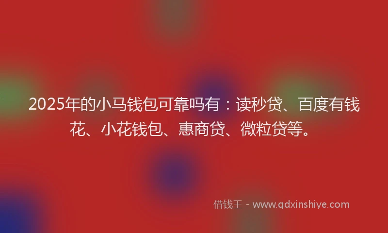 2025年的小马钱包可靠吗有：读秒贷、百度有钱花、小花钱包、惠商贷、微粒贷等。