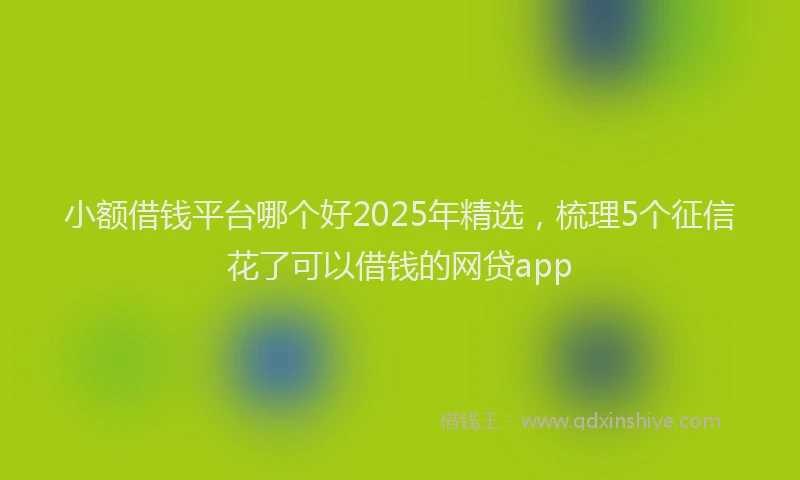 小额借钱平台哪个好2025年精选，梳理5个征信花了可以借钱的网贷app