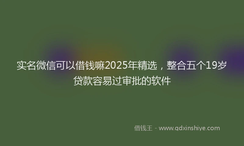 实名微信可以借钱嘛2025年精选，整合五个19岁贷款容易过审批的软件