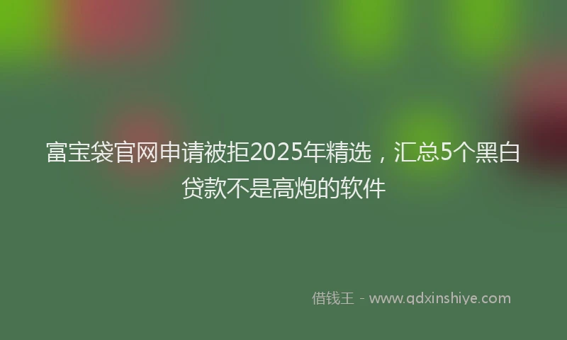 富宝袋官网申请被拒2025年精选，汇总5个黑白贷款不是高炮的软件