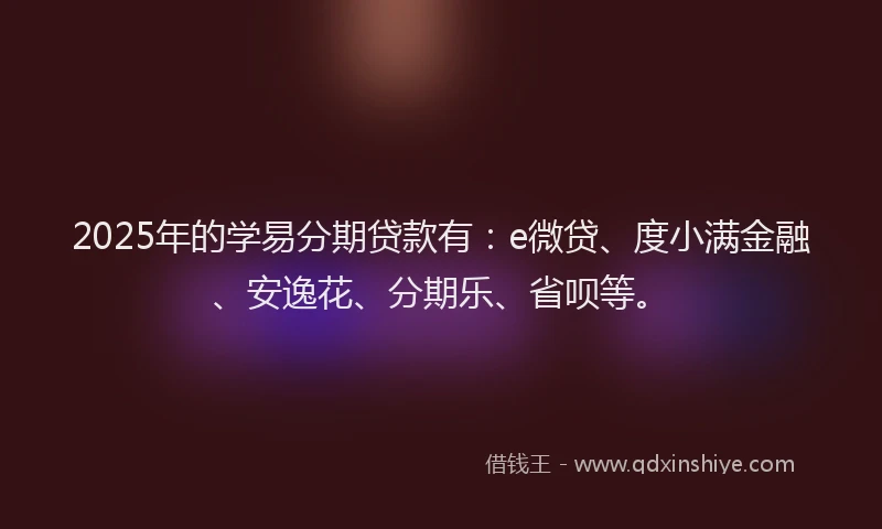 2025年的学易分期贷款有：e微贷、度小满金融、安逸花、分期乐、省呗等。