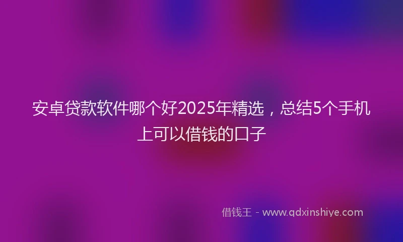 安卓贷款软件哪个好2025年精选，总结5个手机上可以借钱的口子