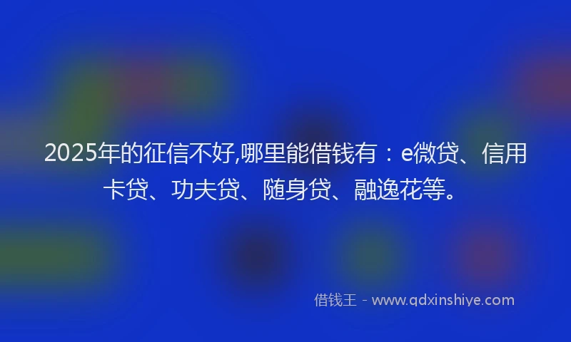 2025年的征信不好,哪里能借钱有：e微贷、信用卡贷、功夫贷、随身贷、融逸花等。