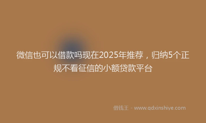 微信也可以借款吗现在2025年推荐，归纳5个正规不看征信的小额贷款平台