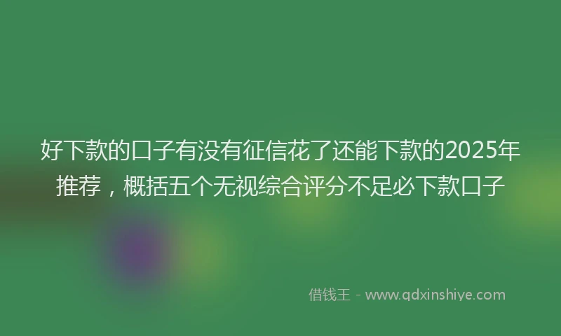 好下款的口子有没有征信花了还能下款的2025年推荐，概括五个无视综合评分不足必下款口子