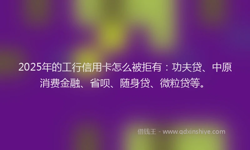 2025年的工行信用卡怎么被拒有：功夫贷、中原消费金融、省呗、随身贷、微粒贷等。