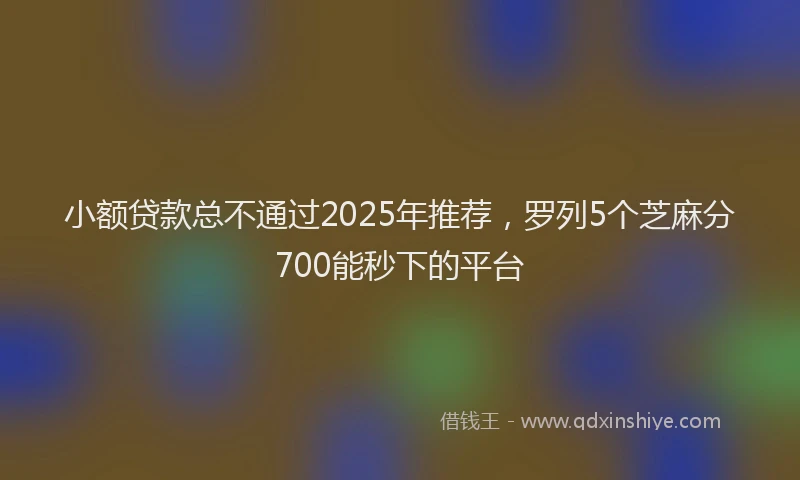 小额贷款总不通过2025年推荐，罗列5个芝麻分700能秒下的平台