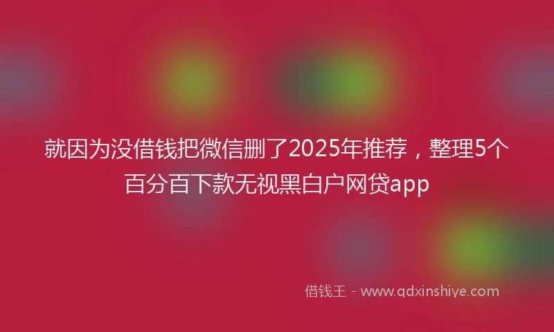 就因为没借钱把微信删了2025年推荐，整理5个百分百下款无视黑白户网贷app