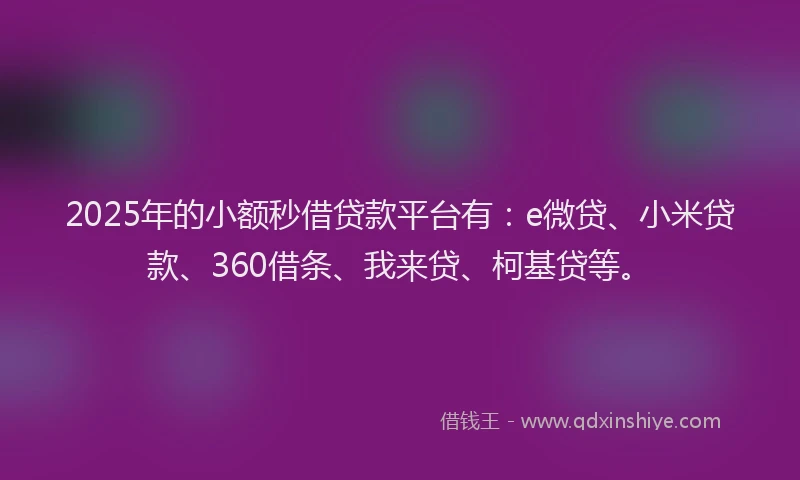2025年的小额秒借贷款平台有：e微贷、小米贷款、360借条、我来贷、柯基贷等。