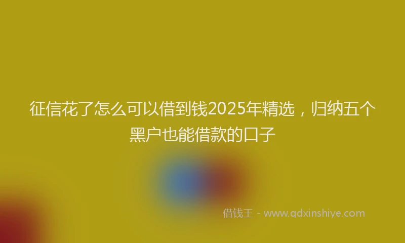 征信花了怎么可以借到钱2025年精选，归纳五个黑户也能借款的口子